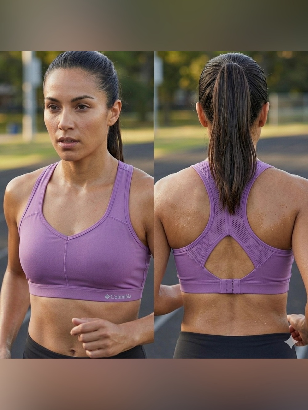 Columbia Omni-Freeze Zero High Impact Purple Sports Bra S Trail Hiking Purple